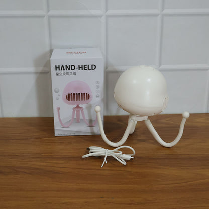 Rechargeable Handheld Mini Projector Fan (1 Pc)