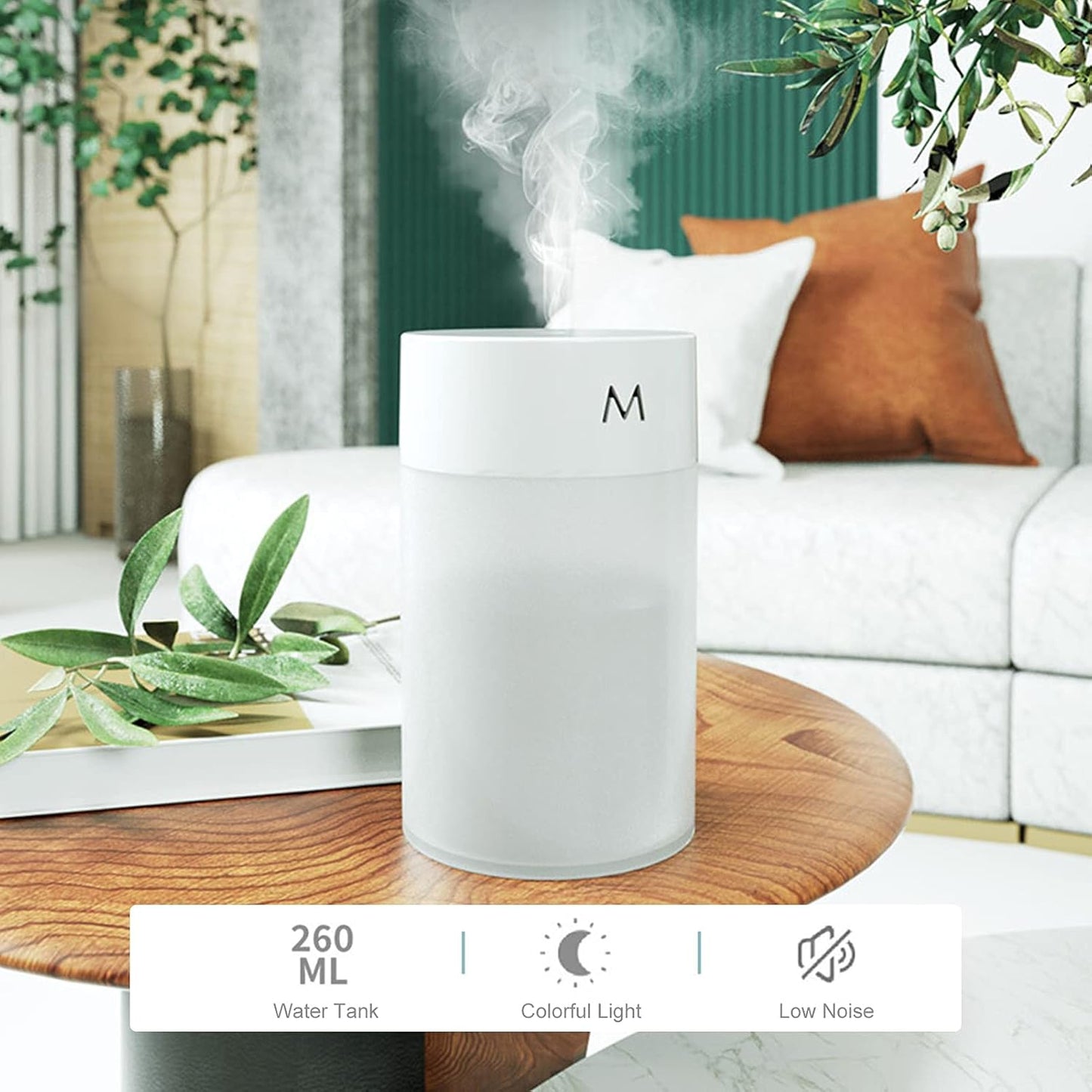 Mini Portable USB Humidifier Cool Mist Desktop Air Diffuser with Light (1 Pc) view 7