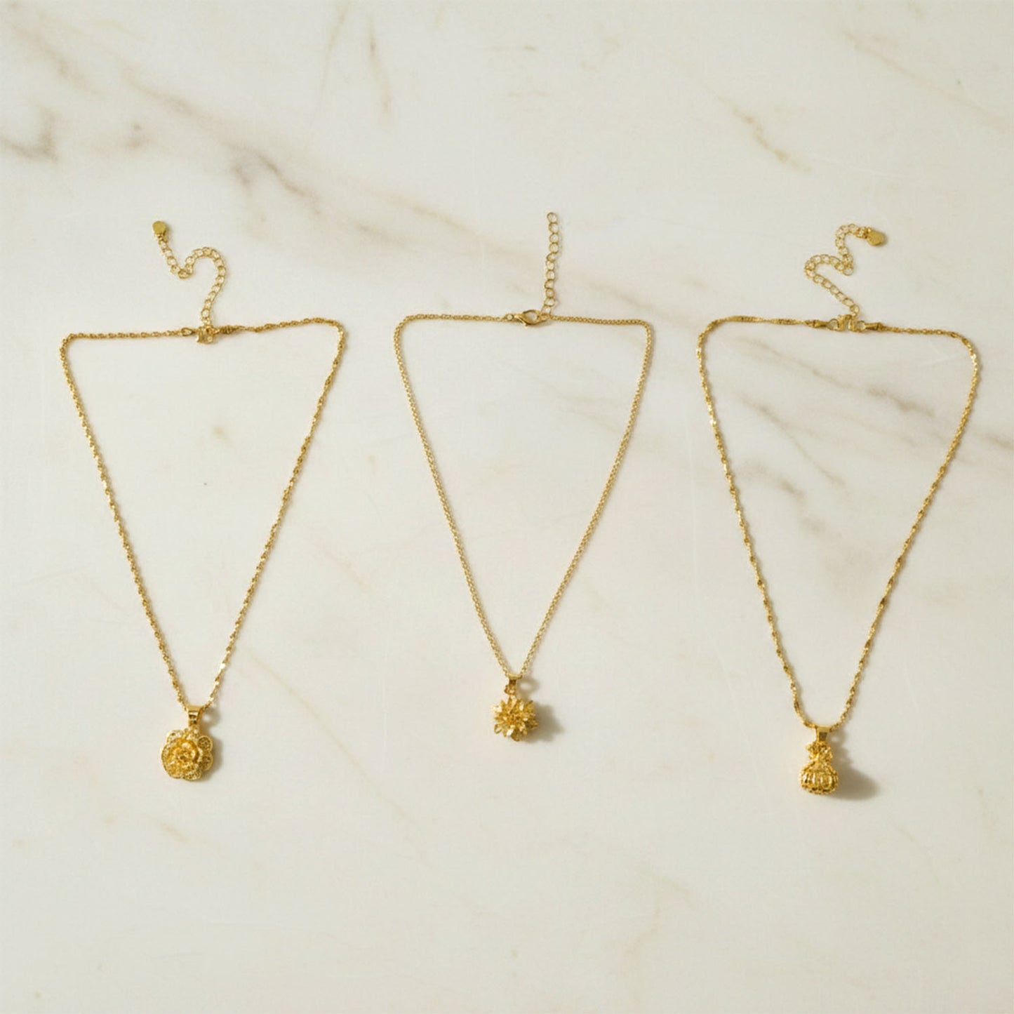 Elegant Gold Finish Floral & Traditional Pendant Necklace (1 Pc, Mix Design)