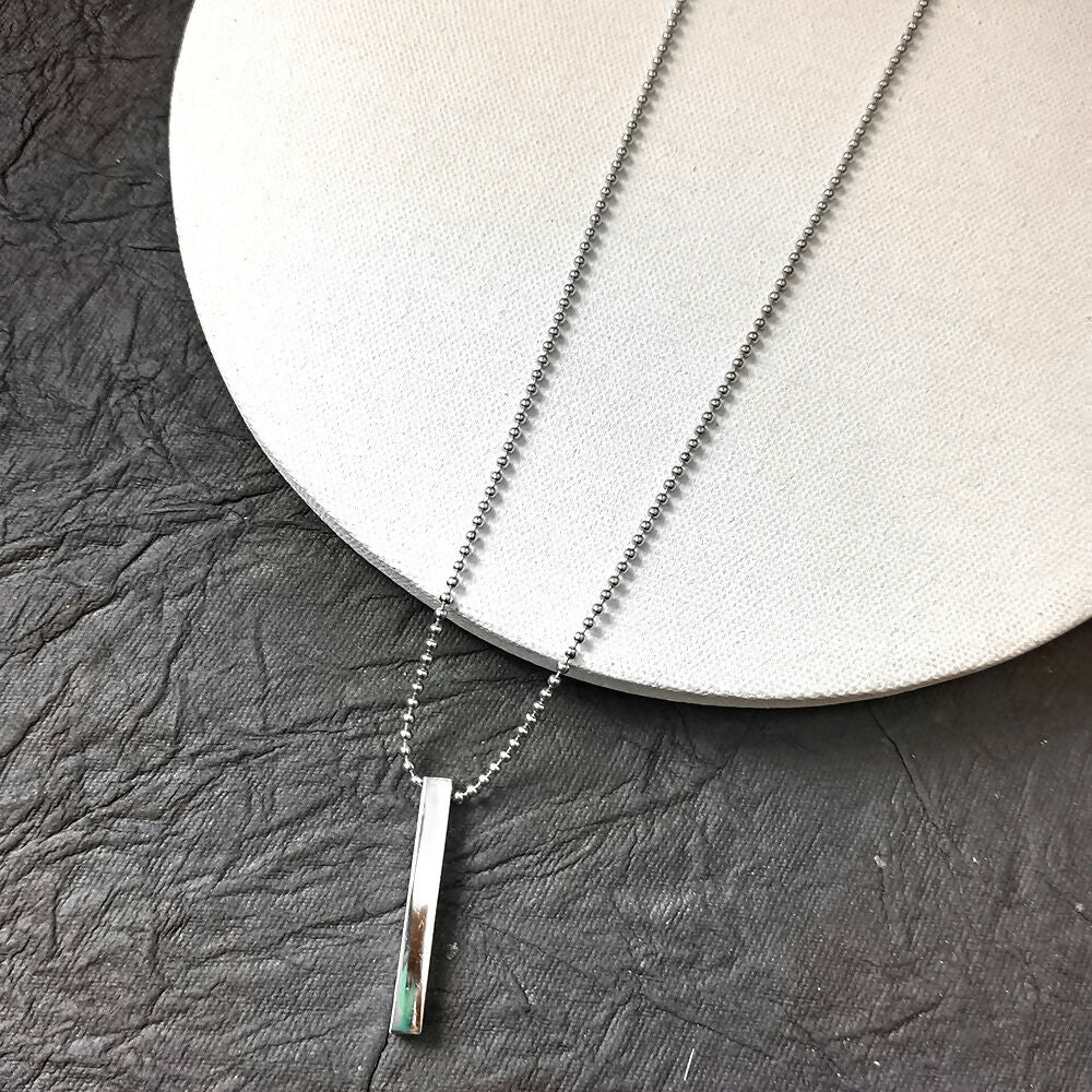 Stylish Silver-Plated Sleek Bar Pendant Chain for Men Minimal Necklace