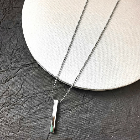 Stylish Silver-Plated Sleek Bar Pendant Chain for Men Minimal Necklace