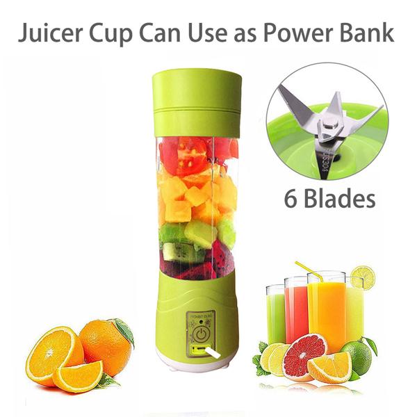 0138 Multi-Purpose Portable USB Electric Juicer 6-Blades, Protein Shaker, Blender Mixer Cup (380 ML)