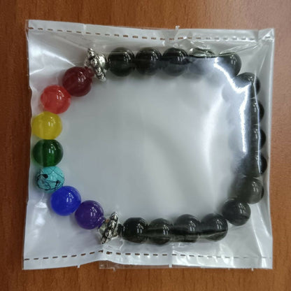 7 Chakra Energy Bracelet laid flat showing beads