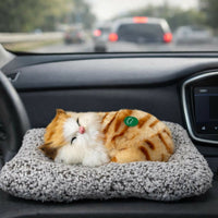 Sleeping Cat Soft Plush Toy Cushion for Car Dashboard, Desk & Home Decor