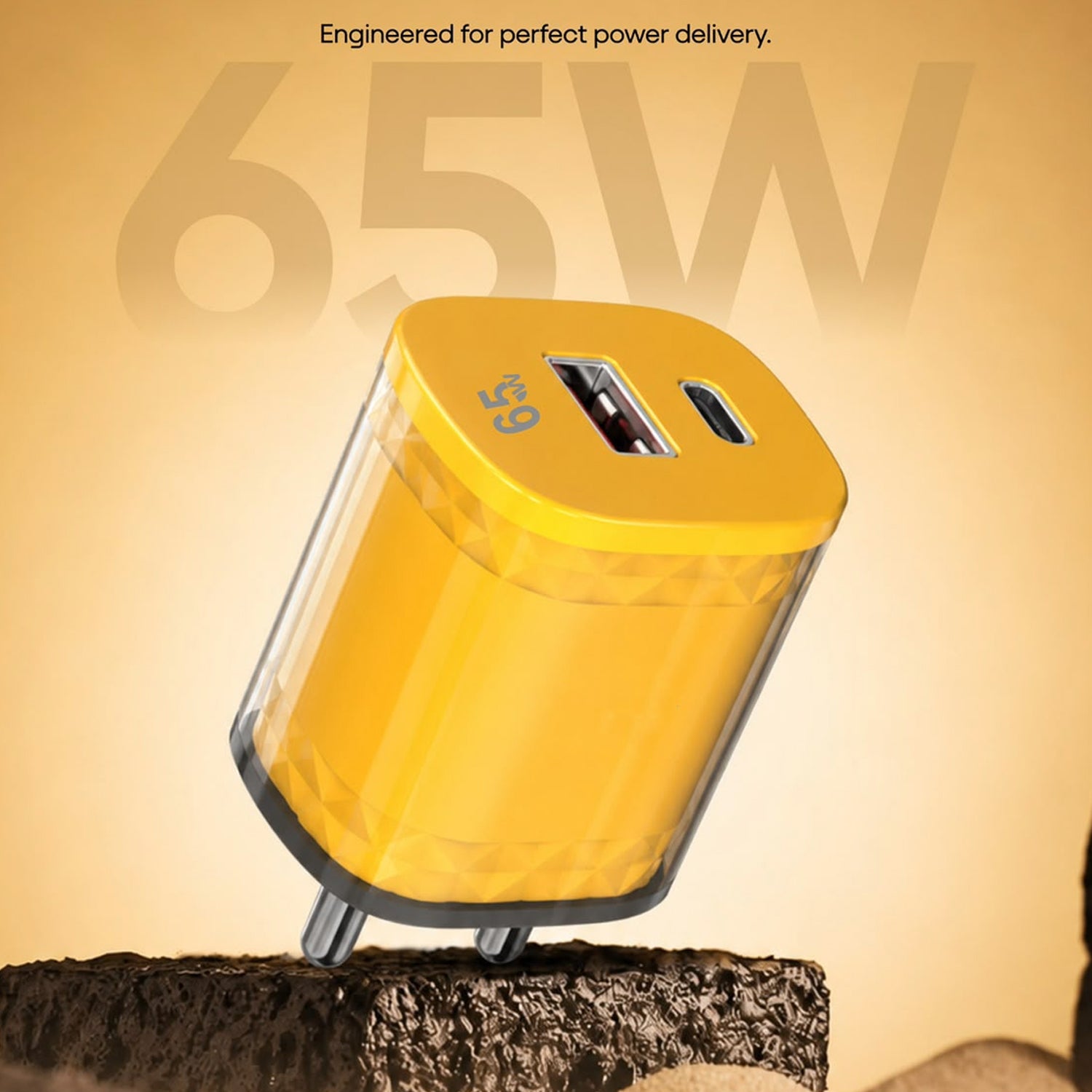 65W Fast Charger Adapter Dual Port USB A and Type C PD Wall Charger (1 Pc)