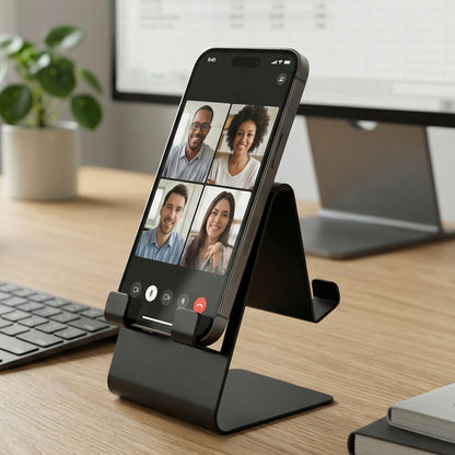 Foldable mobile stand in black metal