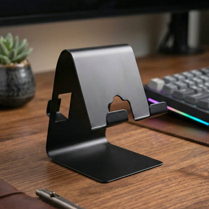 Side view of foldable metal phone stand