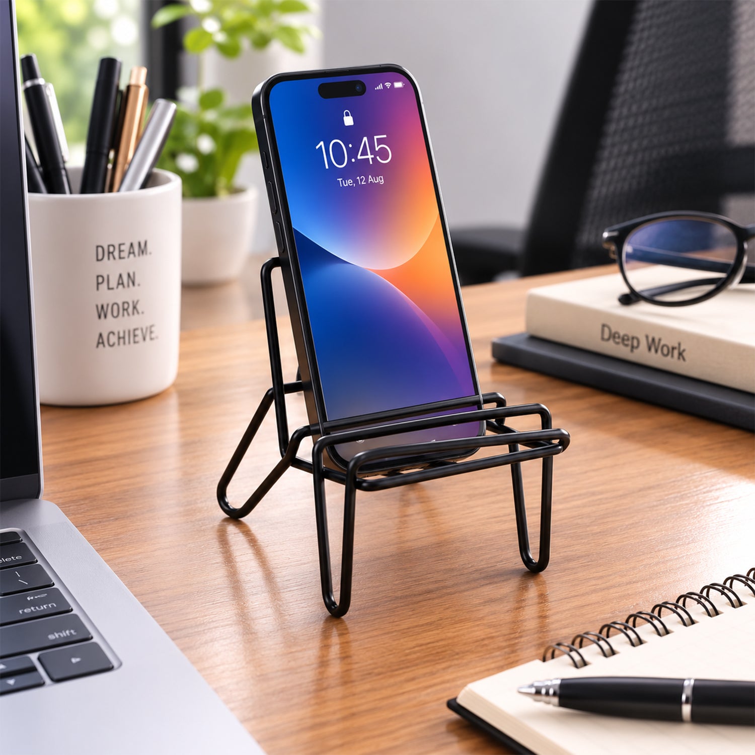 Apex Chair Design Mobile Holder Stand Metal Wire Phone Stand for Desk (1 Pc)