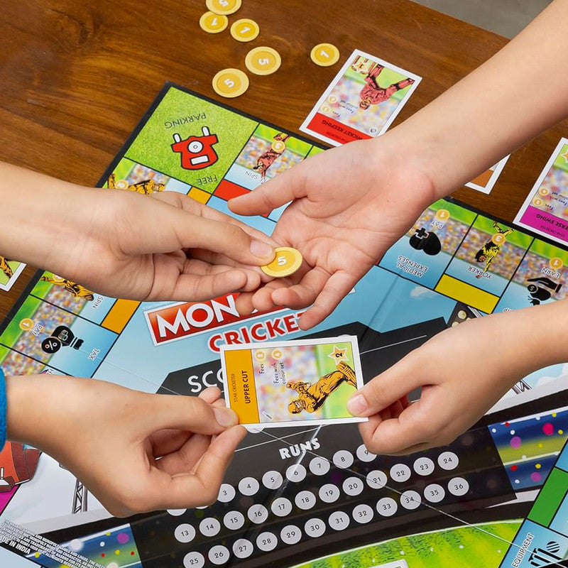 Players enjoying a lively game of Monopoly Cricket Edition Board Game together
