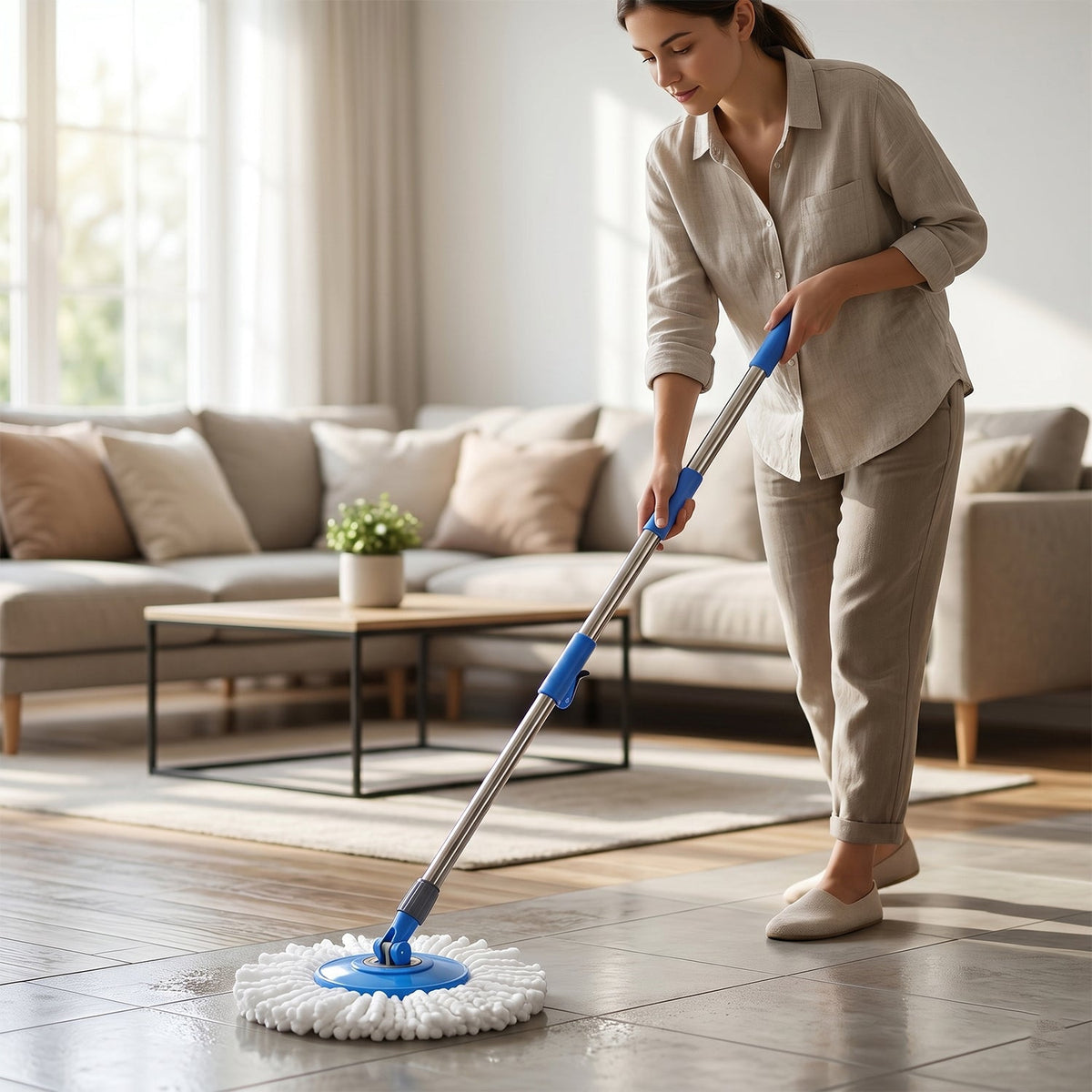 3-in-1 Home Cleaning Combo – Round Microfiber Mop, Extendable Duster & Cleaning Cloth