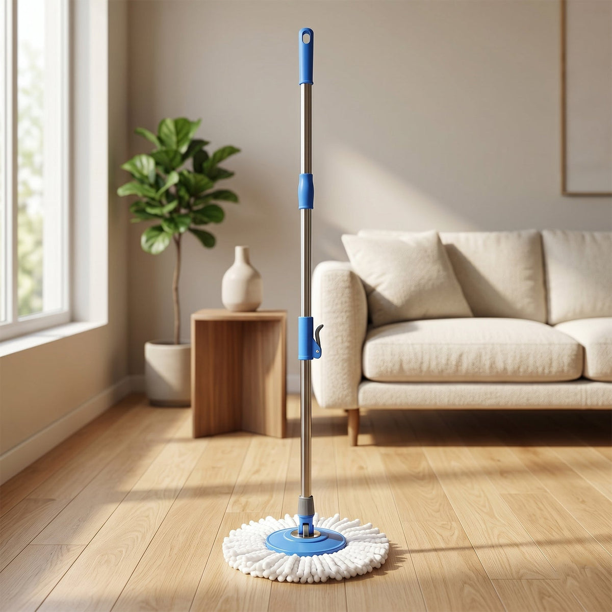 3-in-1 Home Cleaning Combo – Round Microfiber Mop, Extendable Duster & Cleaning Cloth