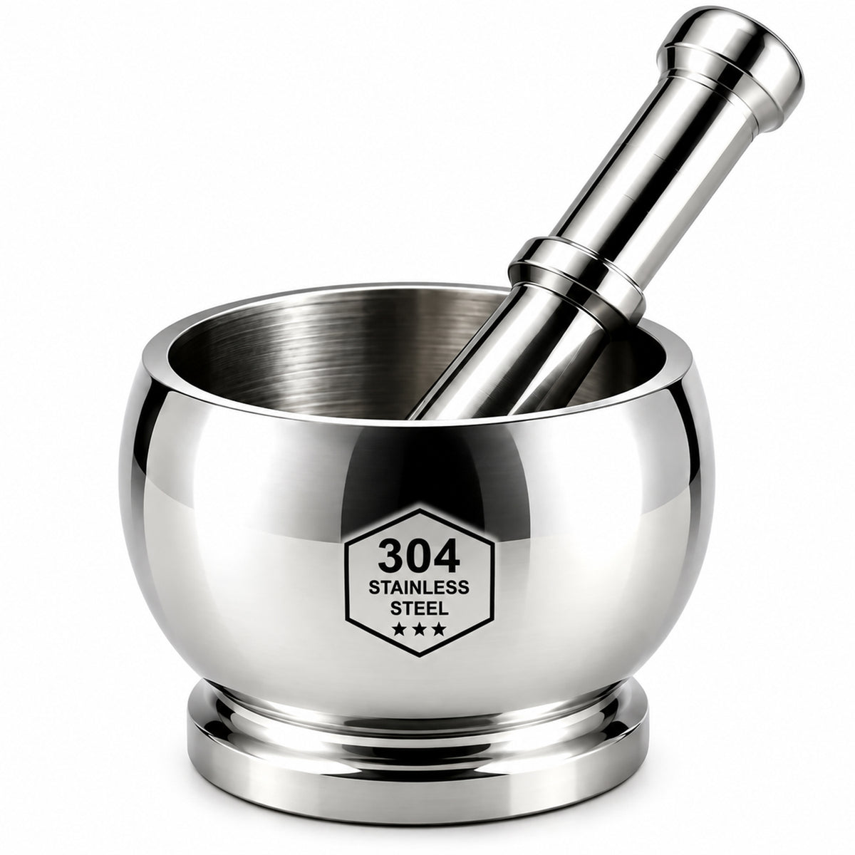 Stainless Steel Heavy Duty SS 304  Khalbatta Mortar & Pestle for Kitchen Grinding