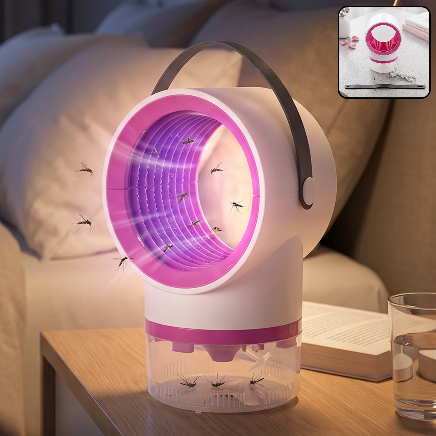 Electric USB Mosquito Killer Lamp Portable Suction Trap with Handle (1 Pc)