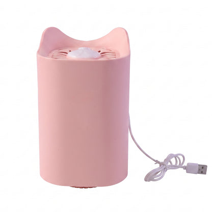 A pink cat-shaped mosquito killer lamp with a white USB cable is displayed against a plain white background.
