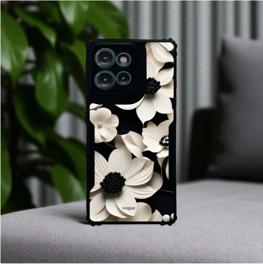 Black & Bloom Mobile Cover For Motorola Edge 50 Neo