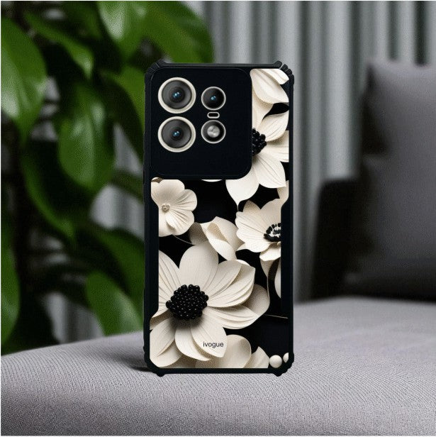 Black & Bloom Mobile Cover For Motorola Edge 50 Pro