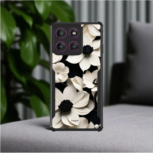 Black & Bloom Mobile Cover For Motorola Edge 60 Fusion