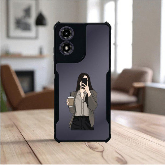 Coffee Girl Mobile Cover For Motorola G04
