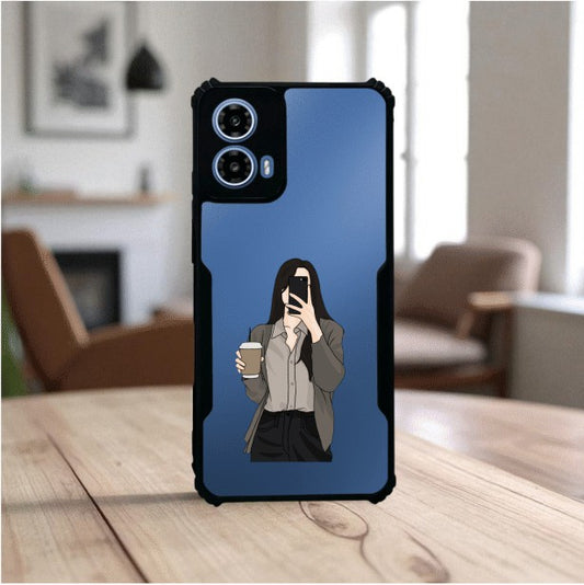 Coffee Girl Mobile Cover For Motorola G34