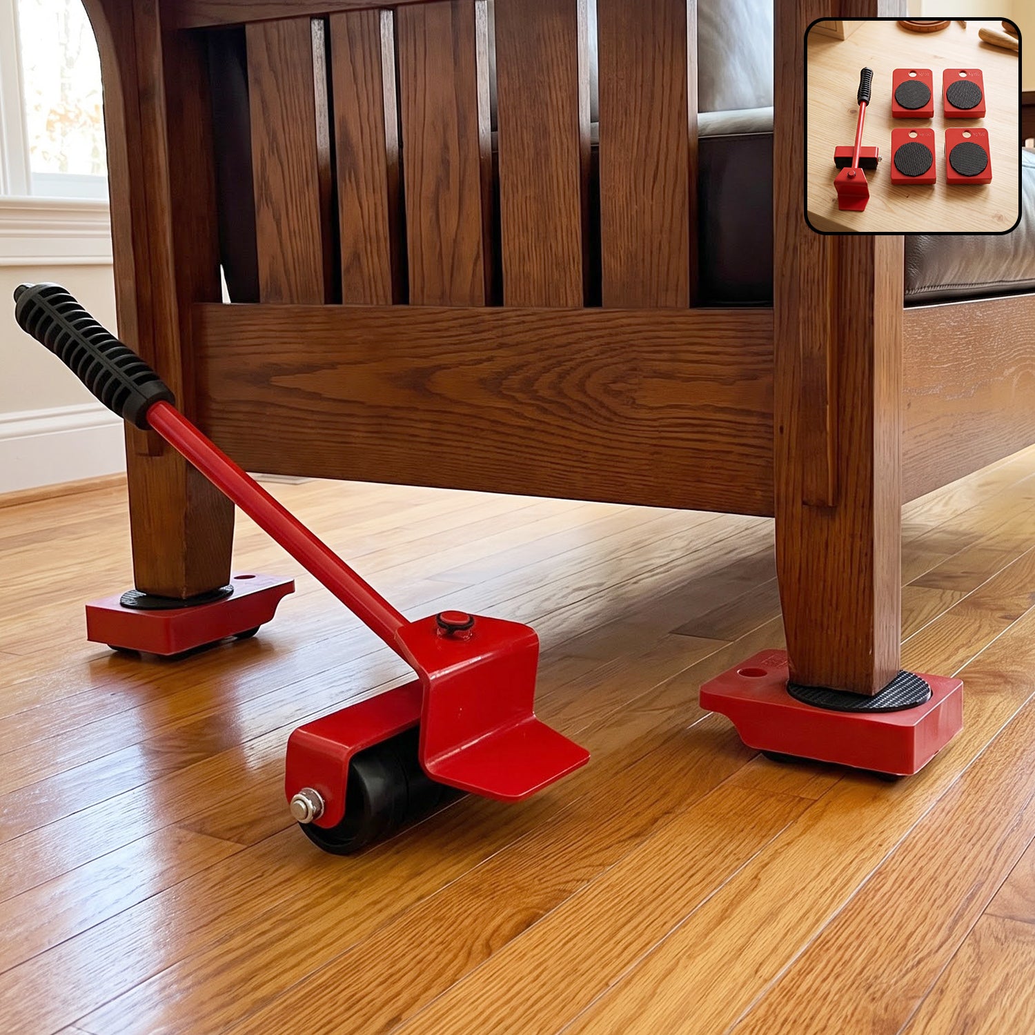 Easy Furniture Lifter Tool Set with Lever and 4 Wheeled Sliders (1 Set)