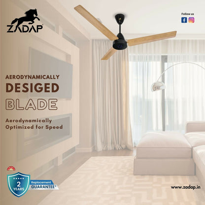 Zadap STROM ceiling fan mounted in modern living room