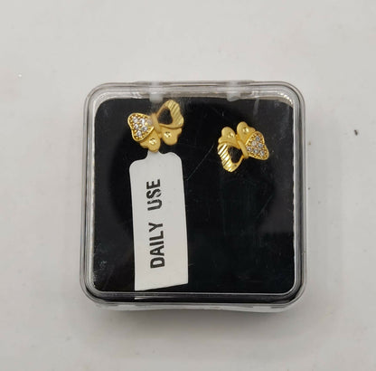 Gold-Plated Butterfly Bow Stud Earrings with AD for women and girls