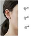 Silver Plated Crystal Flower Labret Earrings Combo Pack of 3