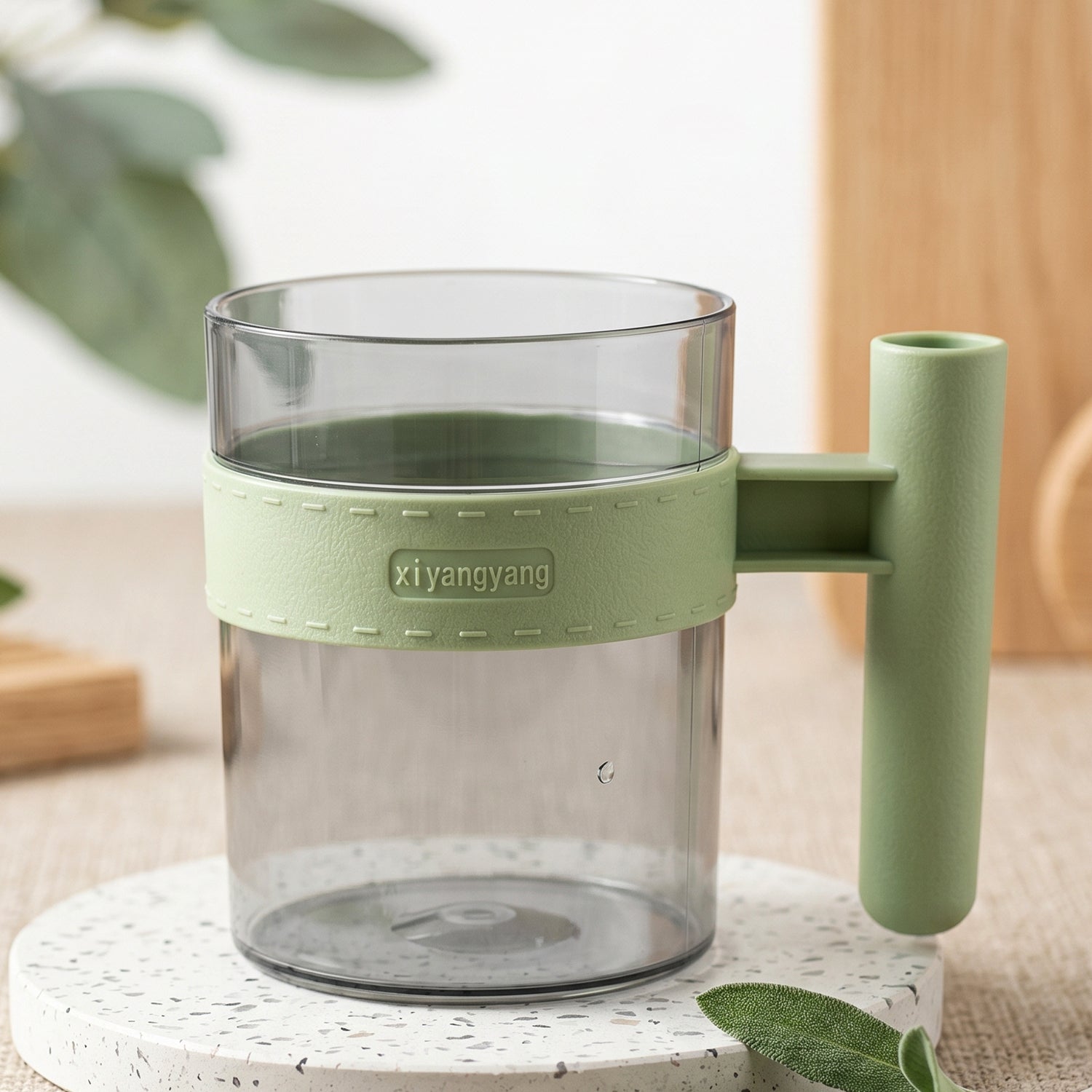 Transparent Plastic Cup with Handle Reusable Water Tea and Coffee Mug (1 Pc) view 7