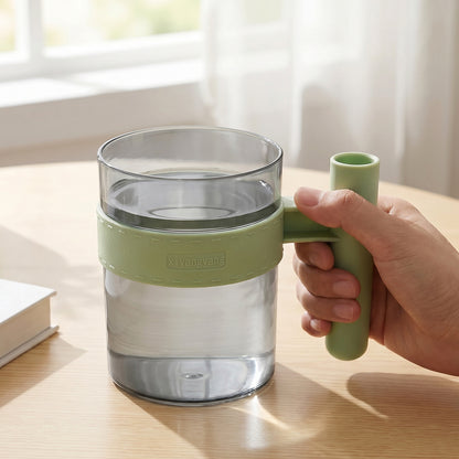 Transparent Plastic Cup with Handle Reusable Water Tea and Coffee Mug (1 Pc) view 4