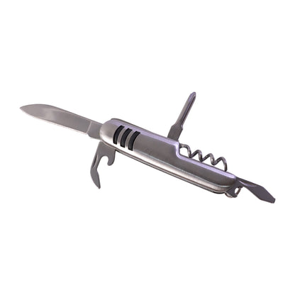 The silver multi-tool is shown with its dimensions: 17 cm long and 2 cm wide.