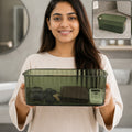 Plastic Storage Basket Transparent Ribbed Organizer with Handles (1 Pc)
