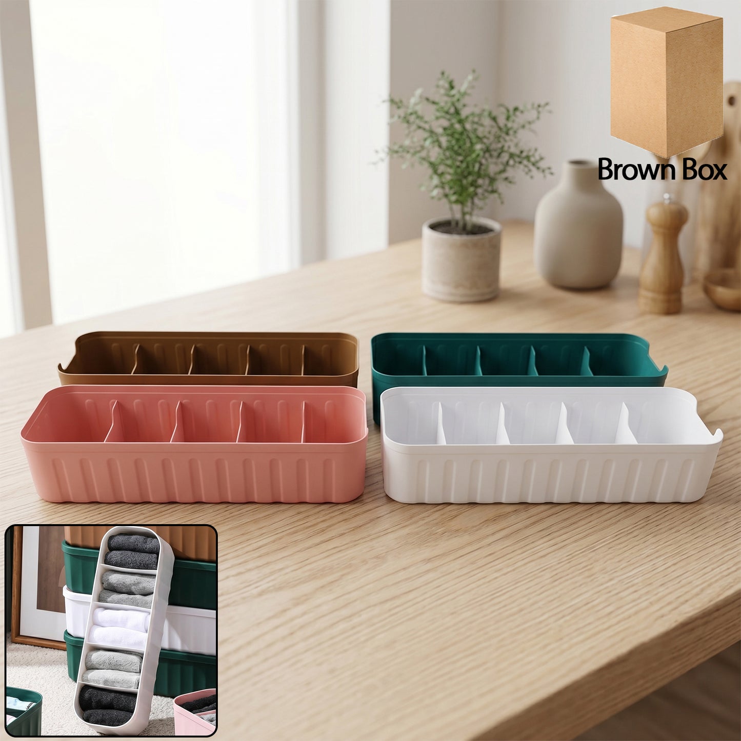 Plastic 5 grid drawer organizer tray