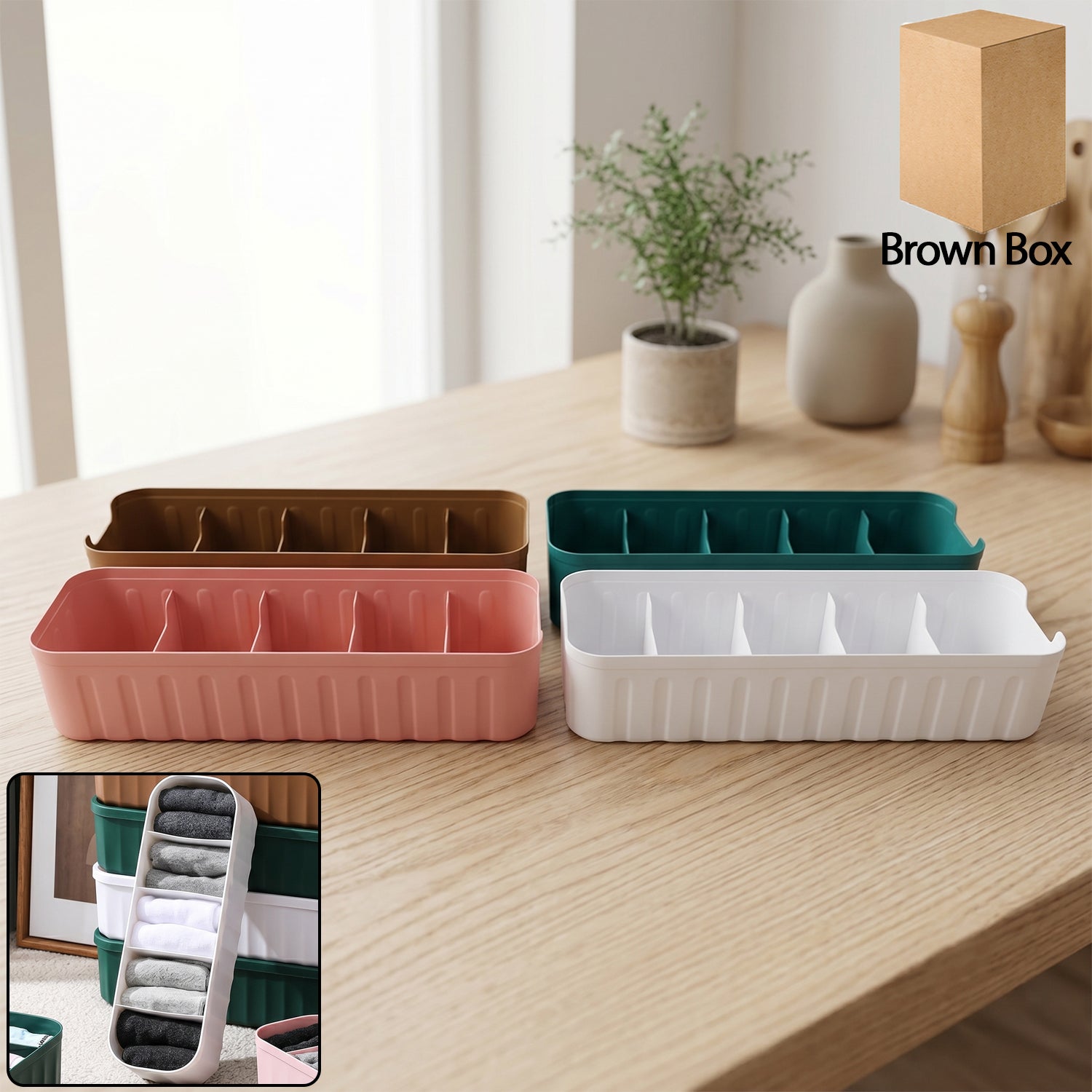Plastic 5 grid drawer organizer tray