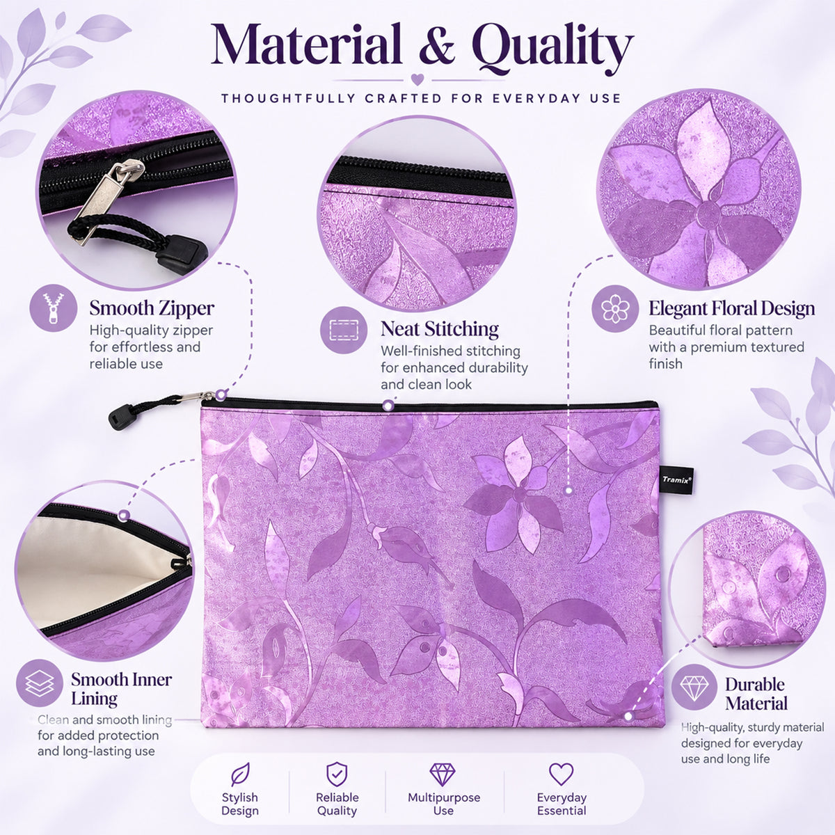 Zippered Travel Organizer Bag for Toiletries and Accessories (1 Pc, 38x26.5 Cm)