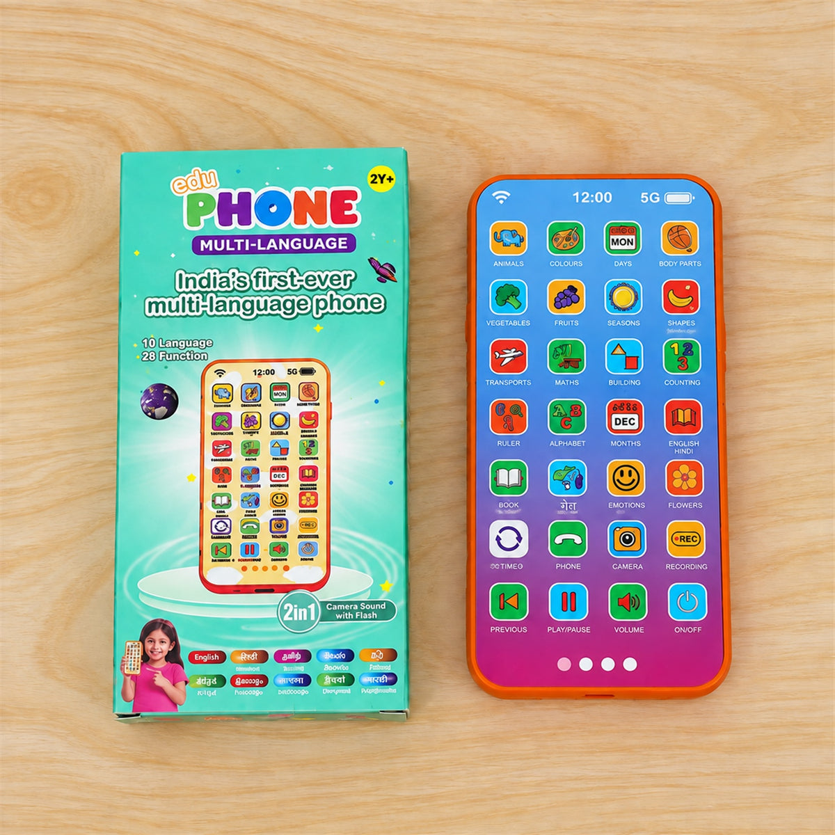 Kids Learning Mobile Phone Toy with Music Lights and Hindi English Audio (1 Pc)