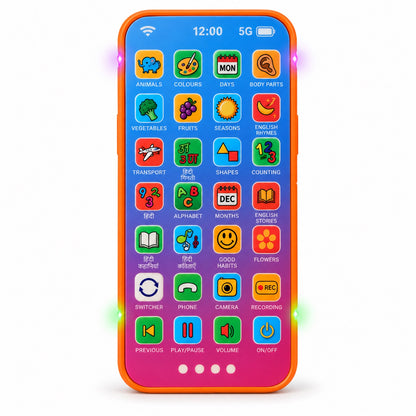 Kids Learning Mobile Phone Toy with Music Lights and Hindi English Audio (1 Pc)
