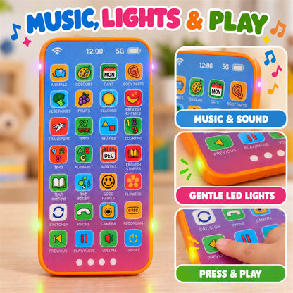 Kids Learning Mobile Phone Toy with Music Lights and Hindi English Audio (1 Pc)
