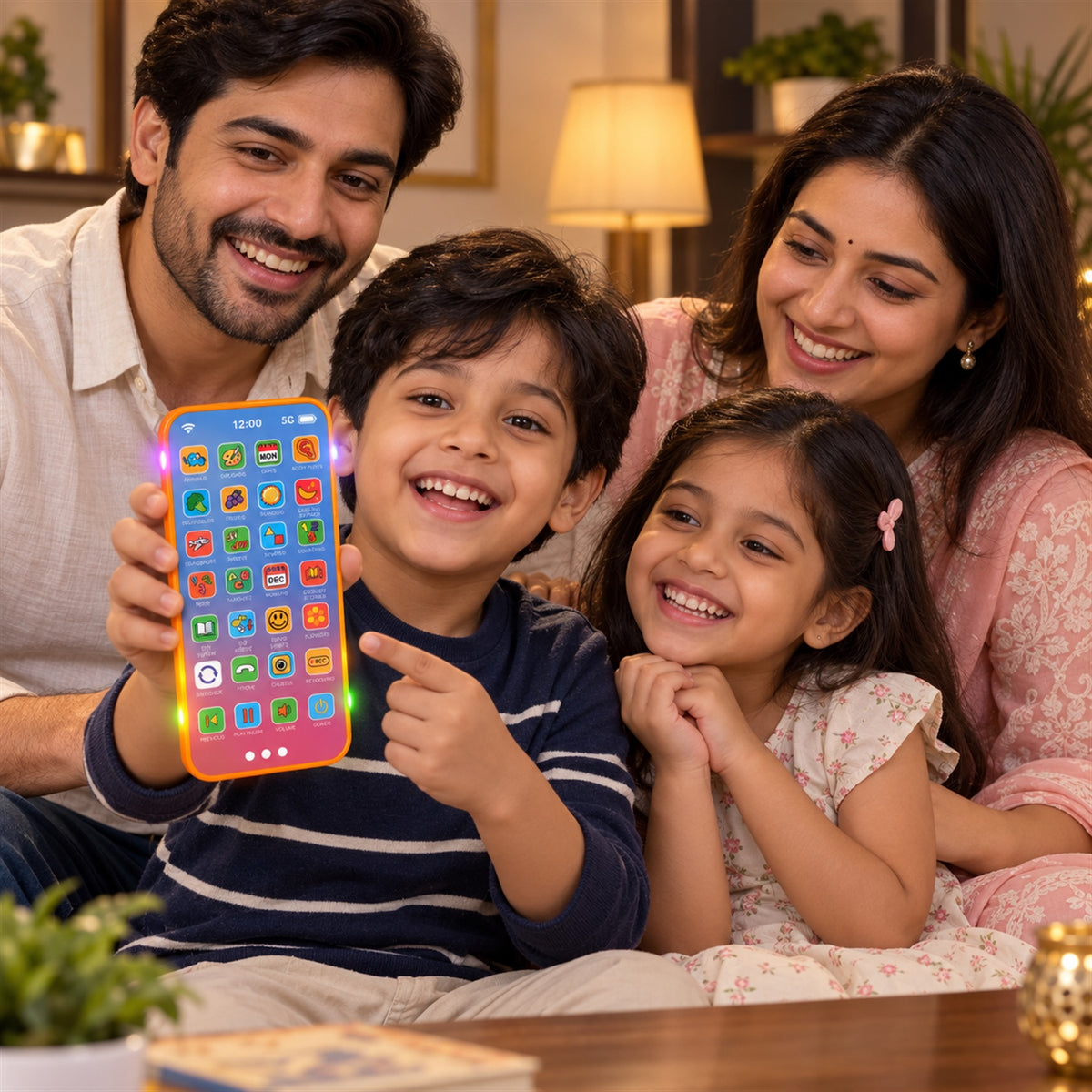 Kids Learning Mobile Phone Toy with Music Lights and Hindi English Audio (1 Pc)