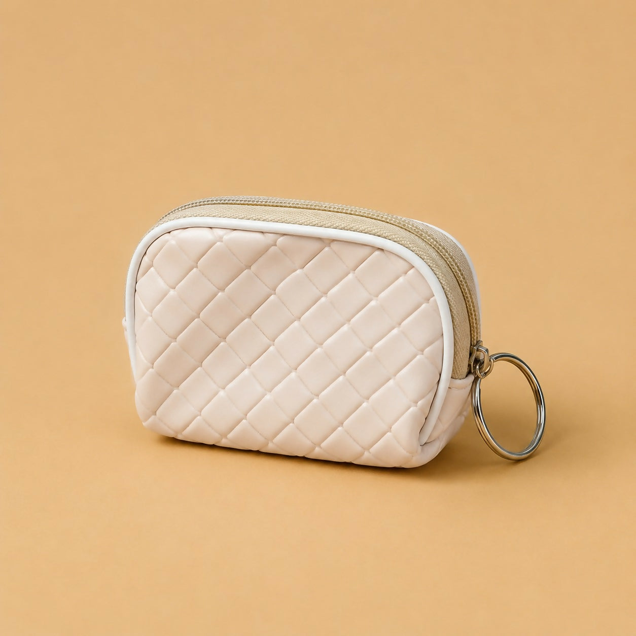 Mini woven coin pouch with keychain in soft material