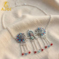 Silver-Toned Oxidised Peacock Kamarband for Women