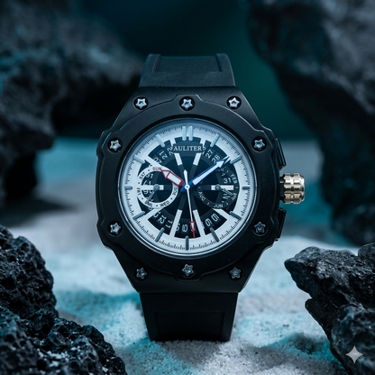Men’s Premium Black Dial Analog Wrist Watch with Silicone Strap