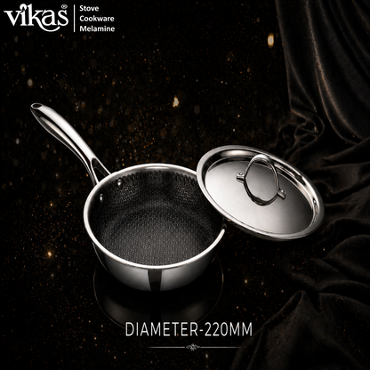 Vikas Honeycomb Frypan 220mm with stainless steel lid