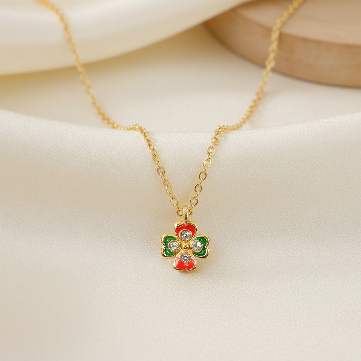 Charming Floral Charm Pendant Necklace with Chain for Women