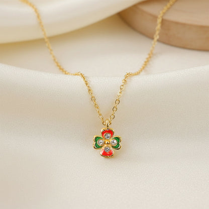 Charming Floral Charm Pendant Necklace with Chain for Women