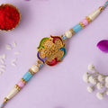 Meenakari Shiv Pendant Rakhi with Multicolor Beads