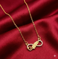 Gold Infinity Leaf Necklace – Dainty Nature-Inspired Pendant with AD Accents