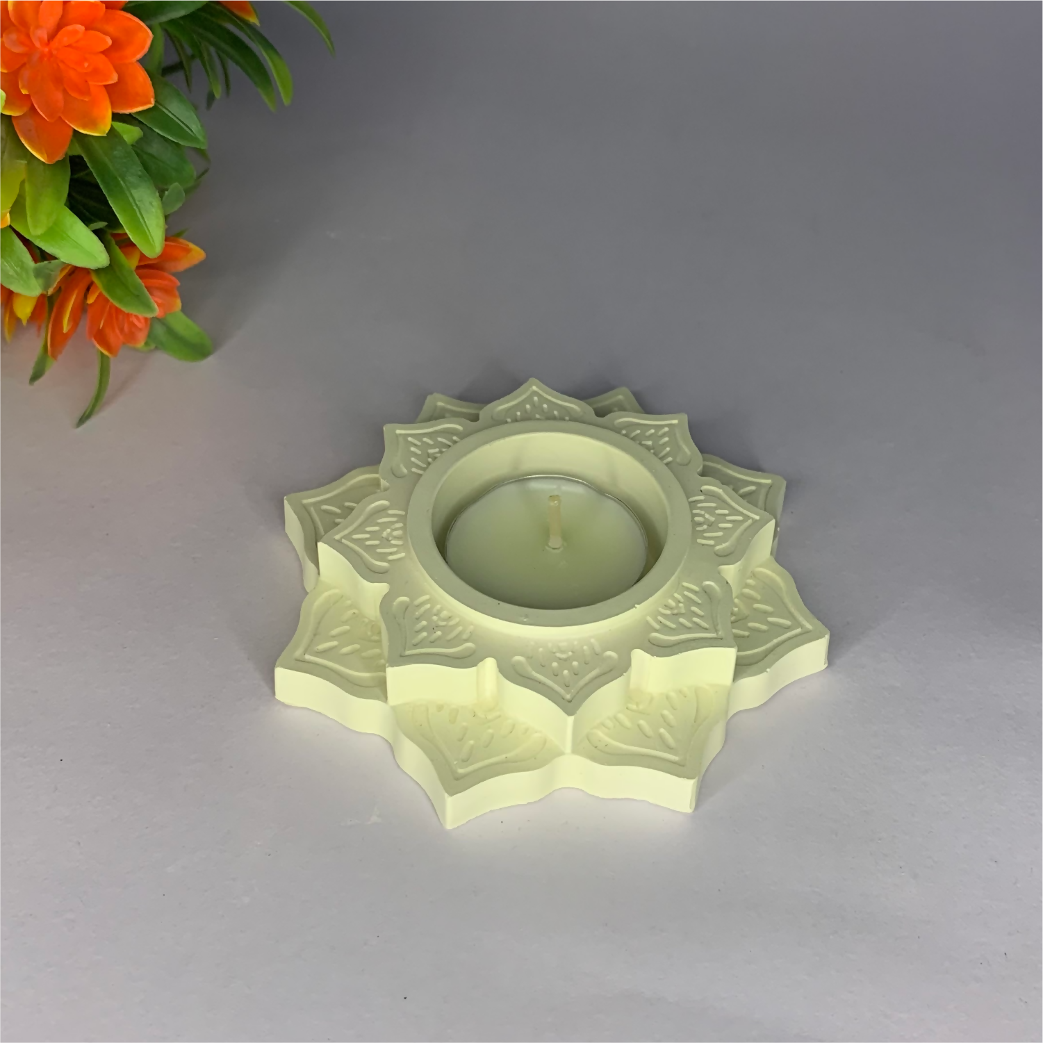 Lotus Diya ivory tealight candle Elegant Home Decor Handmade.