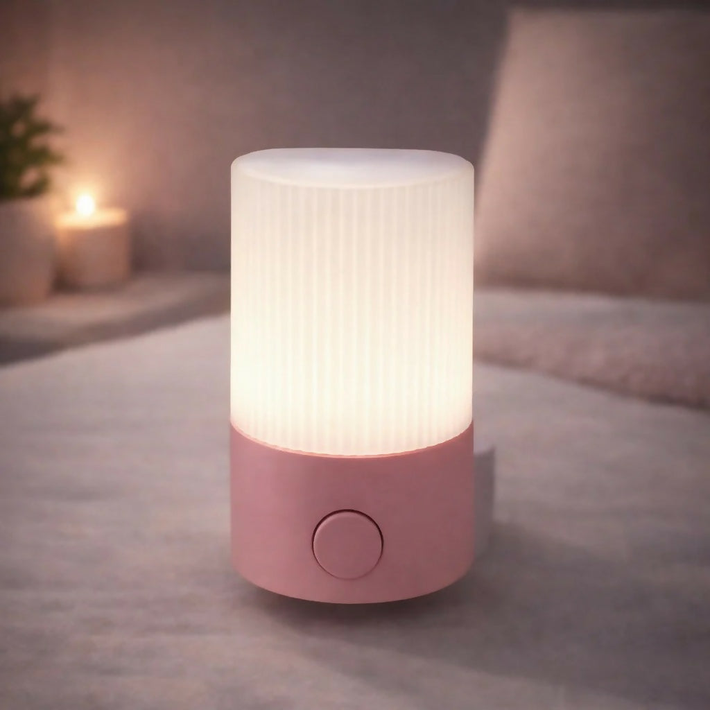 Modern cylindrical LED night lamp for desk use