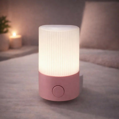 Modern cylindrical LED night lamp for desk use