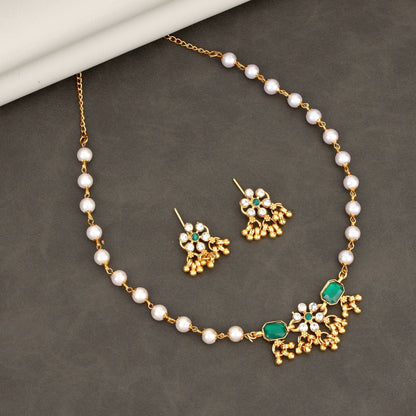 Traditional choker with matching lotus drop earrings